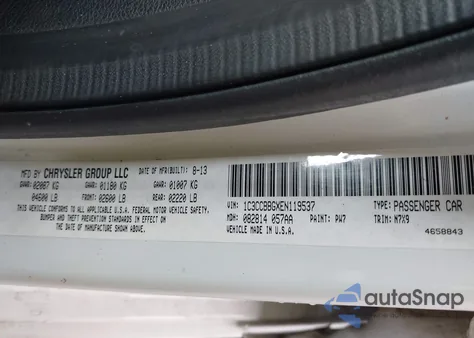 2014 Chrysler 200 Touring из США, поврежденный, VIN 1C3CCBBGXEN119537